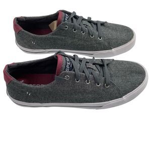 NEW Sperry Big Kids Striper II Ltt  Sneakers Boys Size 6 EU 38 Grey Maroon Shoes